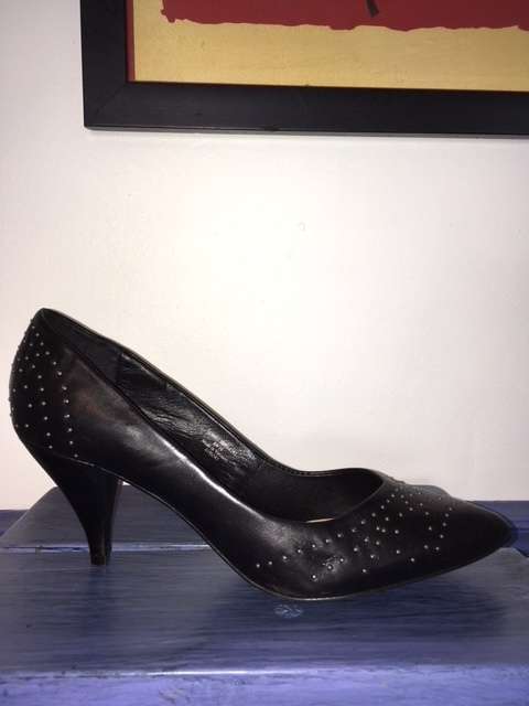 Black studded kitten heels
