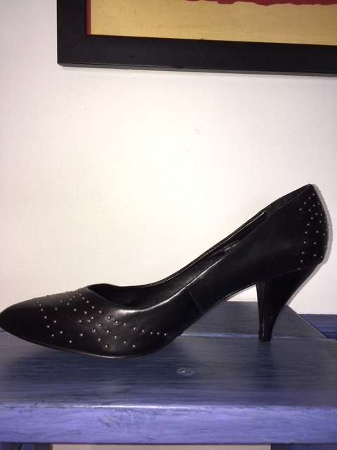 Black studded kitten heels