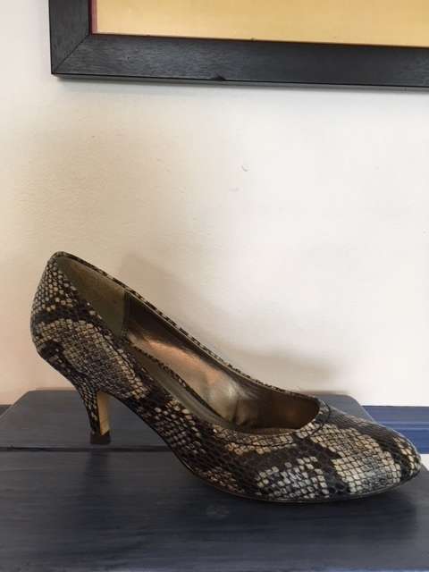 Faux snake skin kitten heel pumps by Zoom