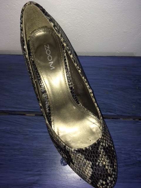 Faux snake skin kitten heel pumps by Zoom