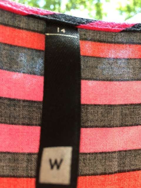 Red, pink and black striped mini dress