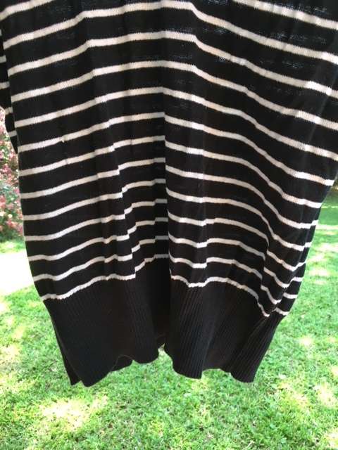 Black and white striped V-neck top