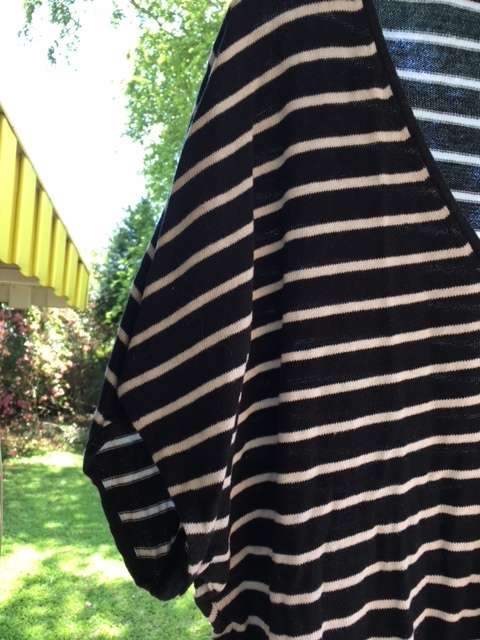 Black and white striped V-neck top