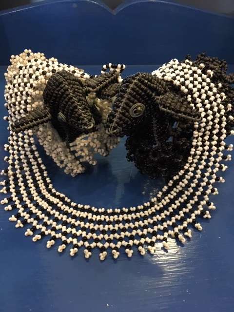Black and White Beaded Collar Necklace