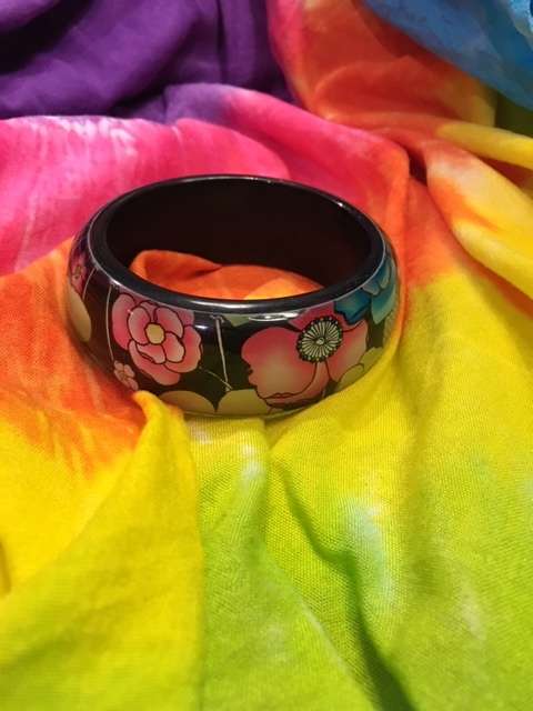 Funky retro colourful floral bangle