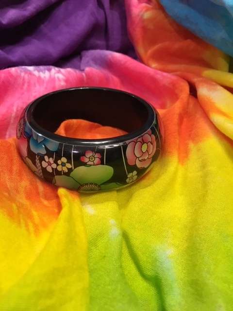 Funky retro colourful floral bangle