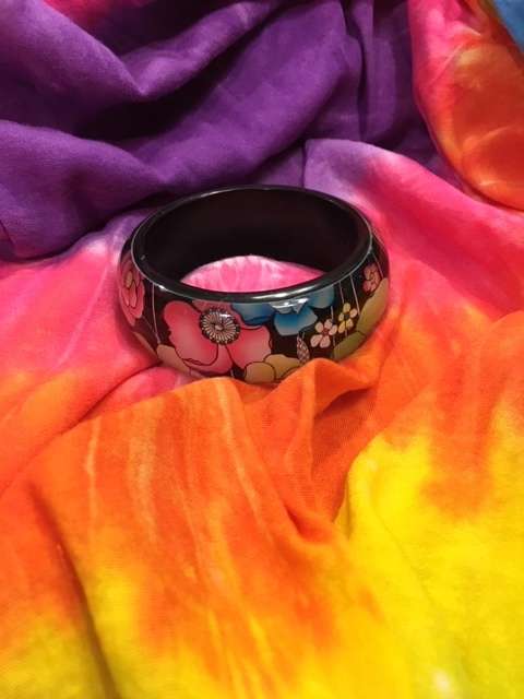 Funky retro colourful floral bangle