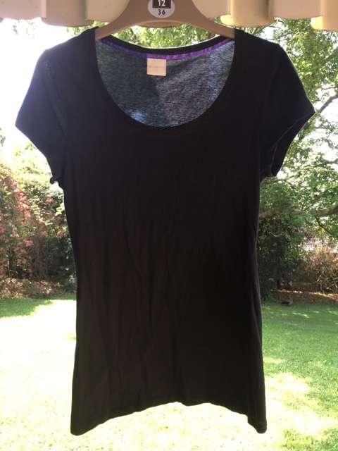 Black longer length stretch t-shirt