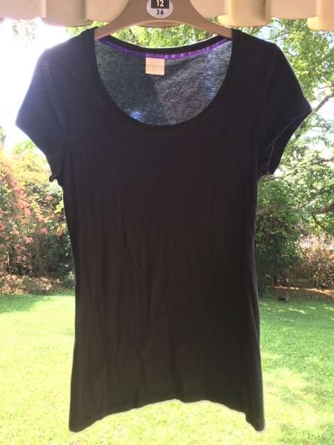 Black longer length stretch t-shirt