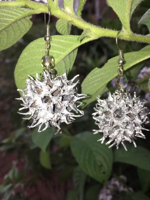 Chrome seed pod spike ball earrings