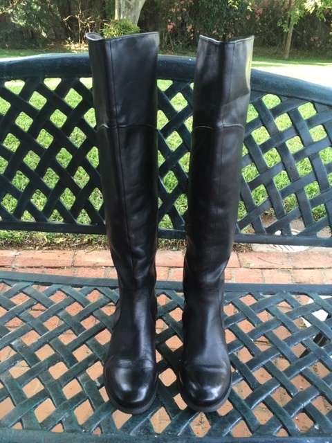 High Black Leather Boots by Green Cross