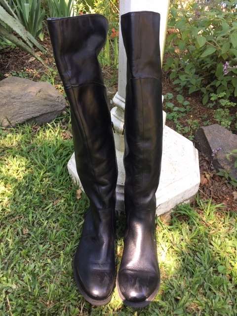 High Black Leather Boots by Green Cross