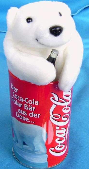 Coca Cola Tin with a Polar Bear Soft Toy  inside (20/10)