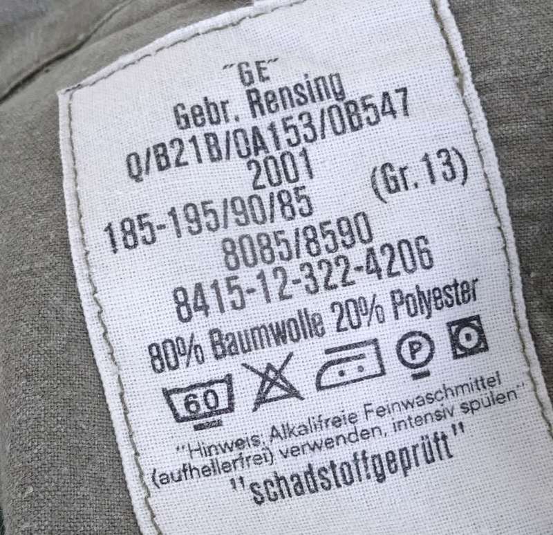 Original German Army Bundeswehr camo Trousers size 45,5X112 cm (11c/11)