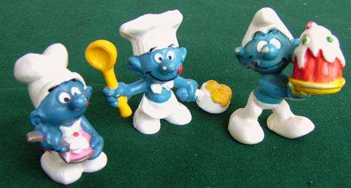 3 differnet Smurfs Peyo Schleich W. Germany (0K60)