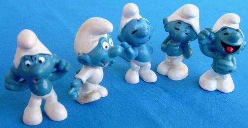 5 different old Smurfs Peyo Bully Schleich  (0R14)