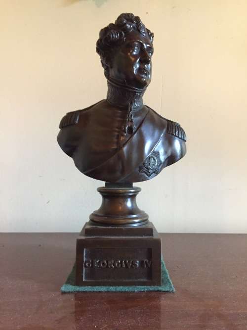 A BRONZE BUST OF GEORGE IV