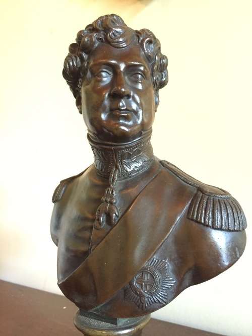 A BRONZE BUST OF GEORGE IV