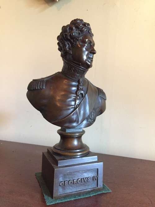 A BRONZE BUST OF GEORGE IV