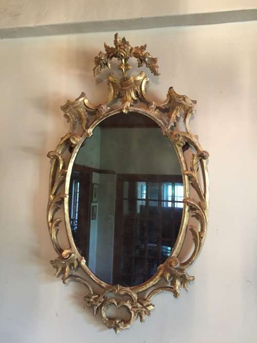 Antique hand carved giltwood mirror circa 18th century