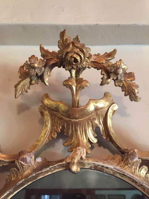 Antique hand carved giltwood mirror circa 18th century