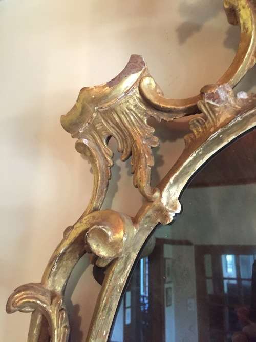 Antique hand carved giltwood mirror circa 18th century