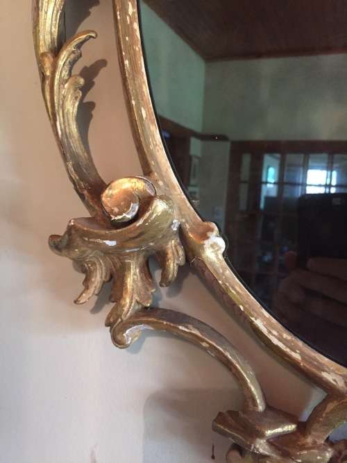 Antique hand carved giltwood mirror circa 18th century