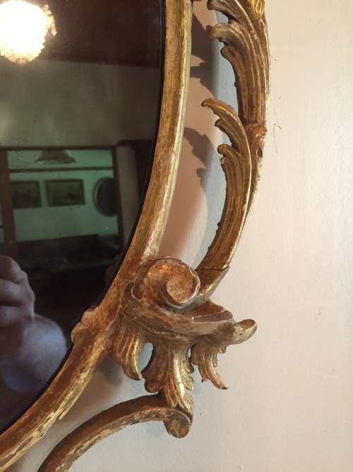 Antique hand carved giltwood mirror circa 18th century