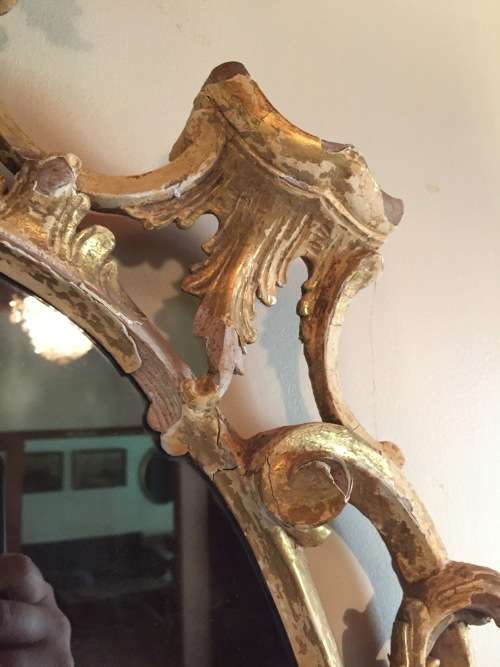 Antique hand carved giltwood mirror circa 18th century