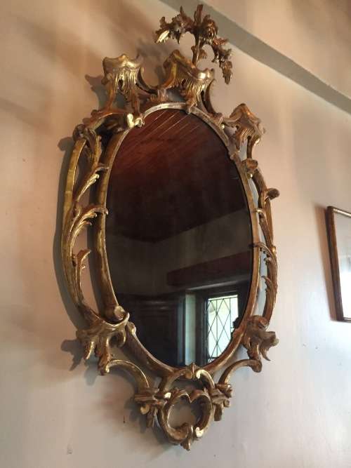 Antique hand carved giltwood mirror circa 18th century