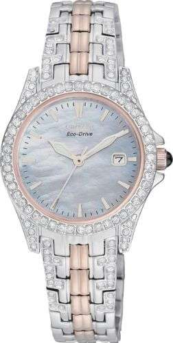 Citizen Silhouette EcoDrive Mother-Of-Pearl Dial Swarovski Crystals Watch