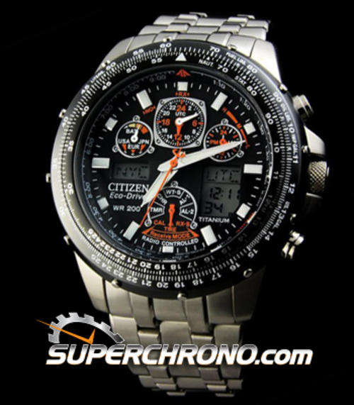 Citizen Mens Titanium Skyhawk AT Flight Chronograph Atomic Watch