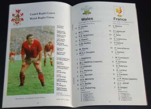 WALES VS FRANCE  PROGRAMME 18 FEBRUARY 1984