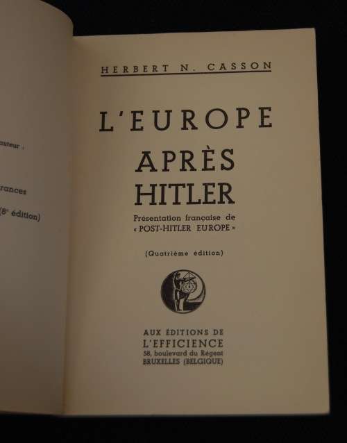 L`EUROPE APRES HITLER HERBERT N. CASSON