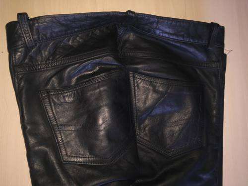 LEATHER BOOTLEG TROUSER WAIST 31 LENGTH 34 MADE IN ENGLAND