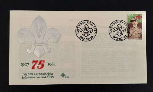 BOY SCOUTS OF SOUTH AFRICA 1907-1982  FDC 3.34 CAPE TOWN 1982