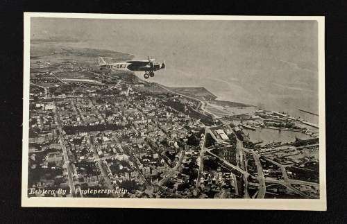 1930'S ESBJERG BY I FUGLEPERSPEKTIV GERMANY PHOTO POST CARD UNUSED