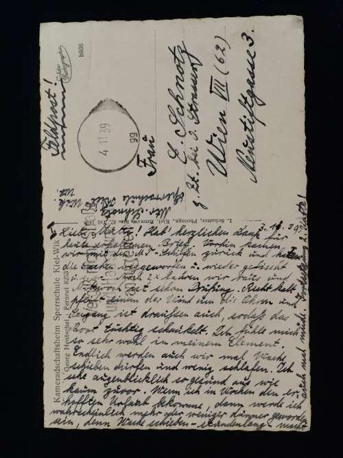 1939 FELDPOST KIEL GERMANY PHOTO POST CARD UNUSED NO.2