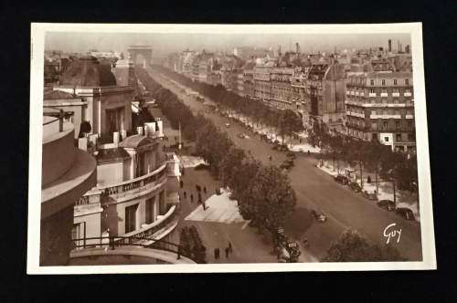 1930'S PARIS L'AVENUE DES CHAMPS ELYSEES PHOTO POST CARD BY GUY PHOTOGRAPHER UNUSED