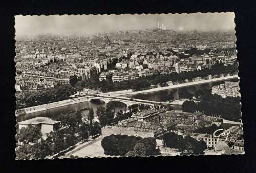 1930'S PARIS PANORAMA SUR PARIS VUE DE LA TOUR EIFFEL PHOTO POST CARD BY GUY PHOTOGRAPHER UNUSED