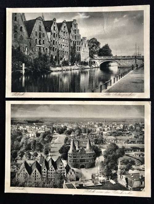 1927 PHOTO POSTCARDS OF LUBECK ALTE SALZPEICHER & BLICK VON DER PETRIKIRCHE UNUSED