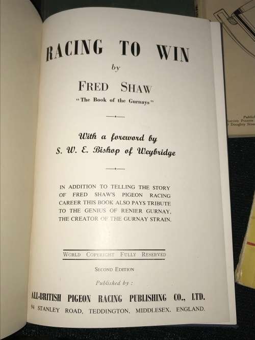 PIGEON RACING BOOKS X 5