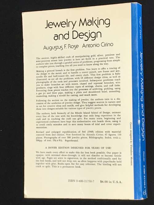 JEWELRY MAKING AND DESIGN BY AUGUSTUS F.ROSE & ANTONIO CIRINO