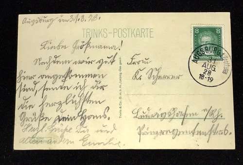 1928 GERMAN POSTCARD AUGSBURG MAXIMILIANSTRASSE