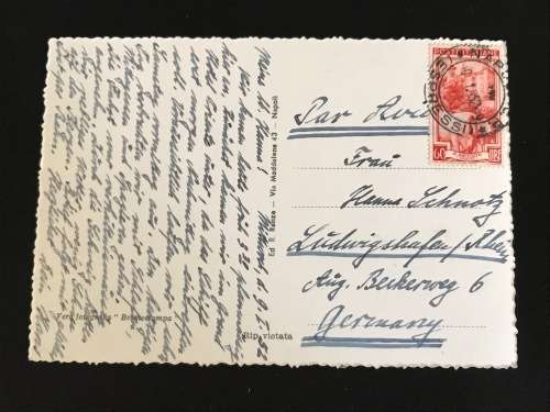 VINTAGE ITALIAN POSTCARD OF NAPOLI PANORAMA TO GERMANY 1952