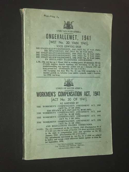 WORKMEN'S COMPENSATION ACT 1941 - UNION OF SOUTH AFRICA
