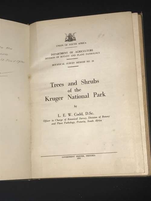 TREES AND SHRUBS OF THE KRUGER NATIONAL PARK BY L.E.W. CODD