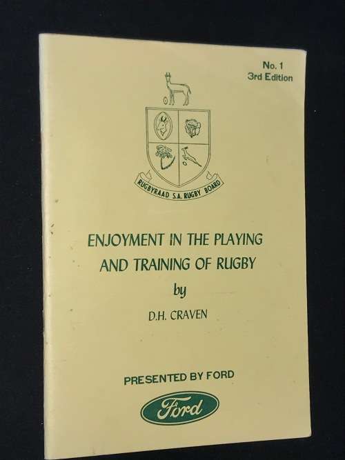 ENJOYMENT IN THE PLAYING & TRAINING OF RUGBY BY D.H. CRAVEN  #1 3RD EDITION