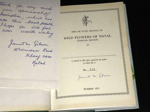 WILD FLOWERS OF NATAL BY JANET M. GIBSON INLAND & COASTAL REGION 2 VOLUMES SIGNED