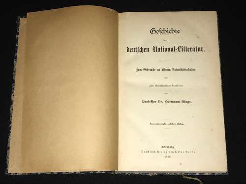 GESHICHTE DER DEUTSCHEN NATIONAL-LITTERATUR -  DR. HERMANN KLUGE 1898